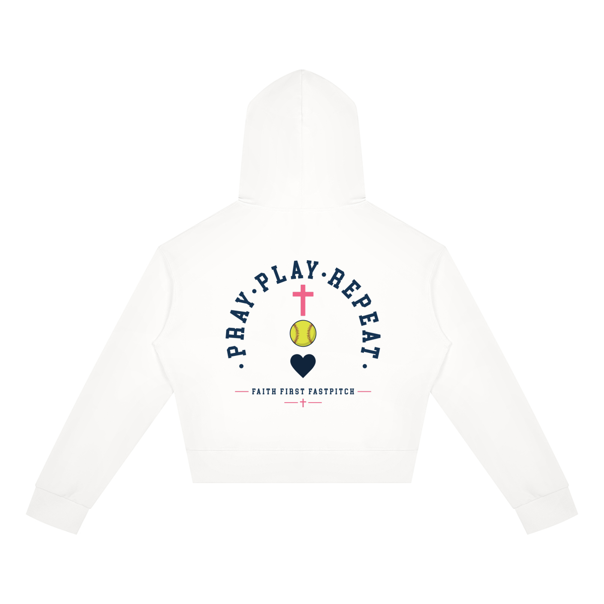 PRAY PLAY REPEAT YOUTH WOMEN’S CROP FULL ZIP HOODIE