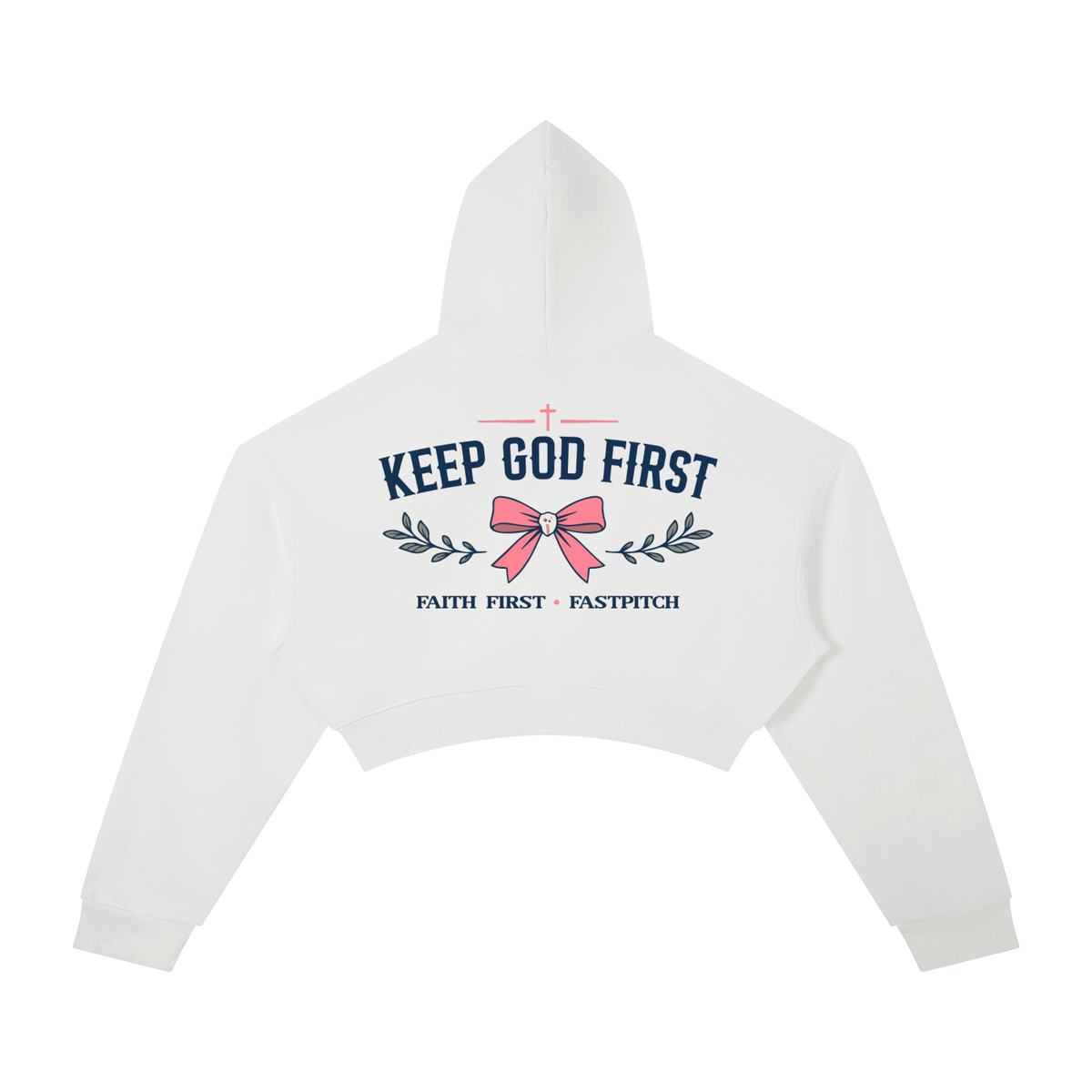KEEP GOD FIRST RIBBON YOUTH WOMEN’S CROPPED HOODIE