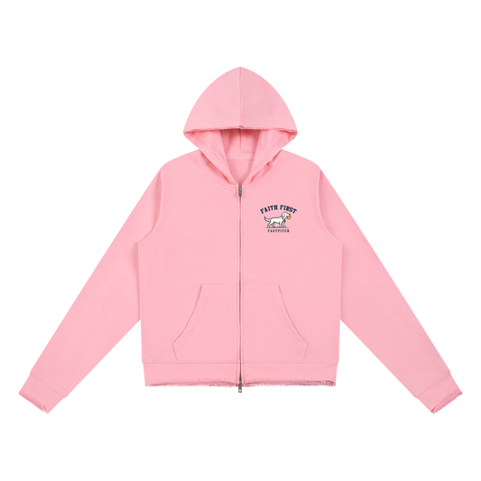 PRAY PLAY REPEAT YOUTH RAW EDGE FULL ZIP HOODIE