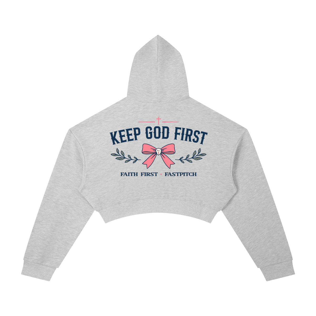 KEEP GOD FIRST RIBBON YOUTH WOMEN’S CROPPED HOODIE