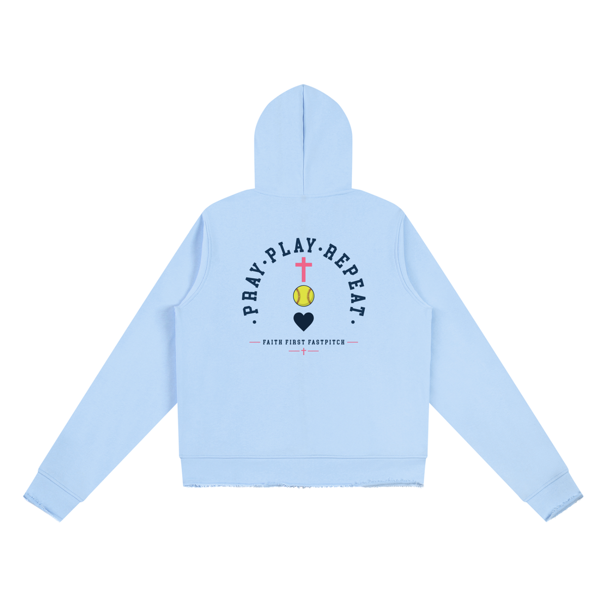 PRAY PLAY REPEAT YOUTH RAW EDGE FULL ZIP HOODIE