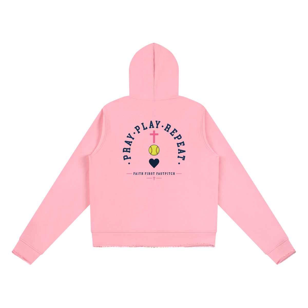 PRAY PLAY REPEAT YOUTH RAW EDGE FULL ZIP HOODIE