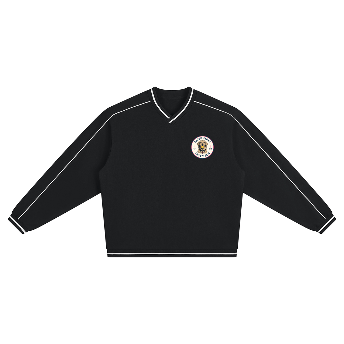 Unisex Color Block V-Neck Sweatshirt
