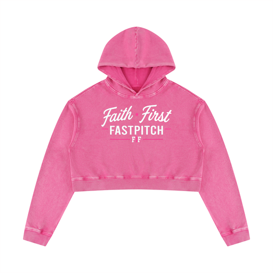 FAITH FIRST CANDY YOUTH WOMEN’S MINERAL WASHED CROP HOODIE