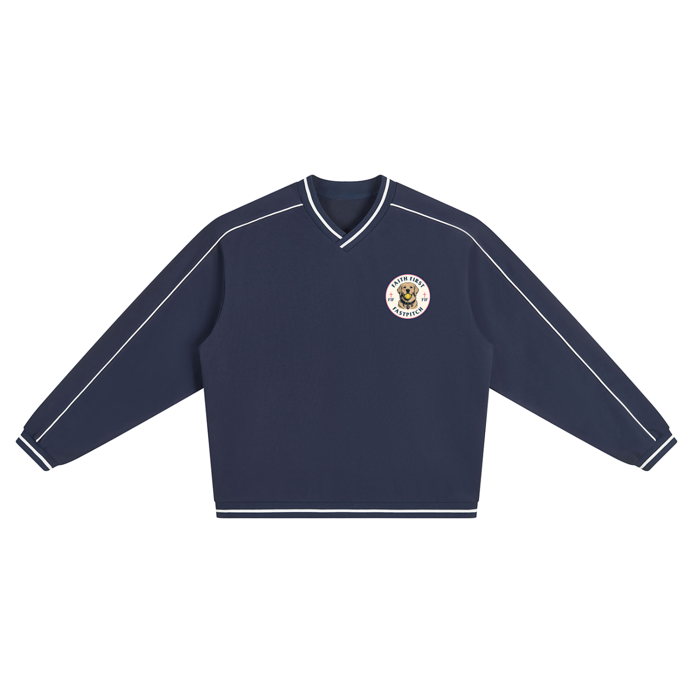 Unisex Color Block V-Neck Sweatshirt
